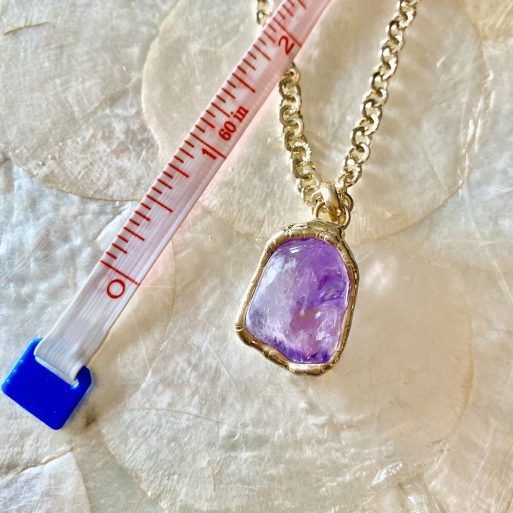 3 For $25! Gold Tone Chain  w Purple Stone Necklace - Picture 6 of 6